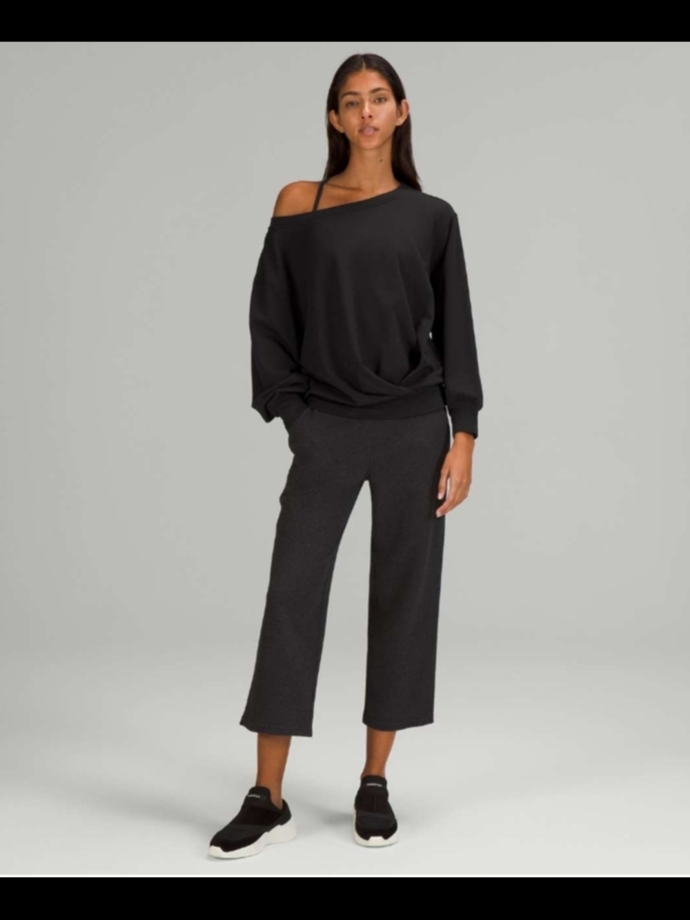 Lululemon Pleated Modal Fleece Off Shoulder Pullover Sweater